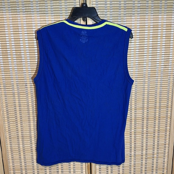 Fruit of the Loom Platinum Bright Blue Tank Top Lime Green Trim Men's Medium - Picture 12 of 13